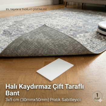 Halı Kaydırmaz Çift Taraflı Bant 3x5 cm (1 Adet) - Pratik Sabitleyici Tekli Paket