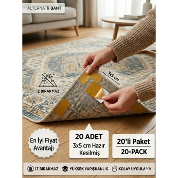 Halı Kaydırmaz Çift Taraflı Bant 3x5 cm (1 Adet) - Pratik Sabitleyici Tekli Paket