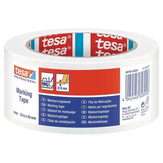 TESA 60760 Beyaz Yer İşaretleme Bandı 50mm x 33m