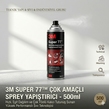 3M Super 77™ Çok Amaçlı Sprey Yapıştırıcı - Bej, 500 ml